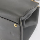 FENDI Trois Jules Hand Bag Leather 2way Gray Gold Auth ep11480-12