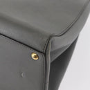 FENDI Trois Jules Hand Bag Leather 2way Gray Gold Auth ep11480-14