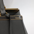 FENDI Trois Jules Hand Bag Leather 2way Gray Gold Auth ep11480-15