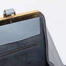 FENDI Trois Jules Hand Bag Leather 2way Gray Gold Auth ep11480-17