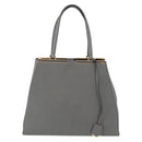 FENDI Trois Jules Hand Bag Leather 2way Gray Gold Auth ep11480-2