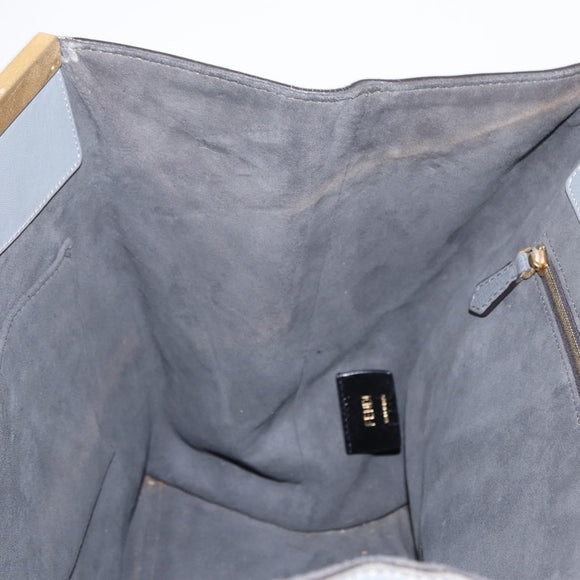 FENDI Trois Jules Hand Bag Leather 2way Gray Gold Auth ep11480