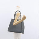 FENDI Trois Jules Hand Bag Leather 2way Gray Gold Auth ep11480-24