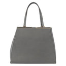 FENDI Trois Jules Hand Bag Leather 2way Gray Gold Auth ep11480-3