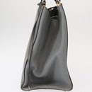 FENDI Trois Jules Hand Bag Leather 2way Gray Gold Auth ep11480-4