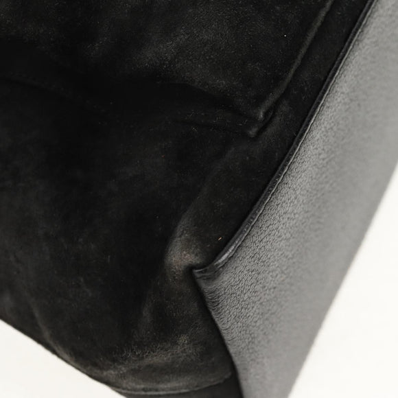 GUCCI Bamboo Hand Bag Suede 2way Black 002 2058 0508 0 Auth ep11483