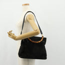 GUCCI Bamboo Hand Bag Suede 2way Black 002 2058 0508 0 Auth ep11483-27