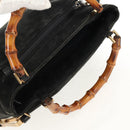 GUCCI Bamboo Hand Bag Suede 2way Black 002 2058 0508 0 Auth ep11483-6