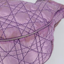 Christian Dior Canage Hand Bag Nylon Leather Purple Silver Auth ep11484-14