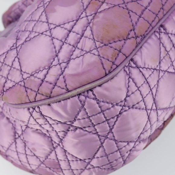 Christian Dior Canage Hand Bag Nylon Leather Purple Silver Auth ep11484