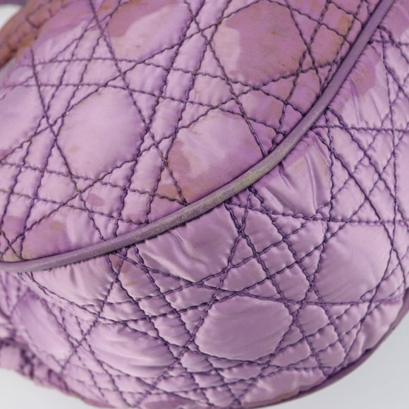 Christian Dior Canage Hand Bag Nylon Leather Purple Silver Auth ep11484