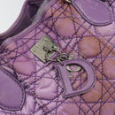 Christian Dior Canage Hand Bag Nylon Leather Purple Silver Auth ep11484-18