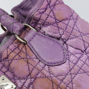 Christian Dior Canage Hand Bag Nylon Leather Purple Silver Auth ep11484-10