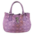 Christian Dior Canage Hand Bag Nylon Leather Purple Silver Auth ep11484-13