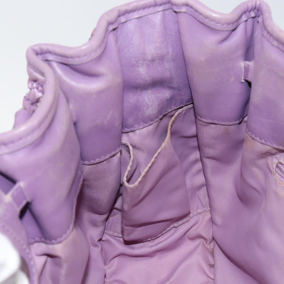 Christian Dior Canage Hand Bag Nylon Leather Purple Silver Auth ep11484