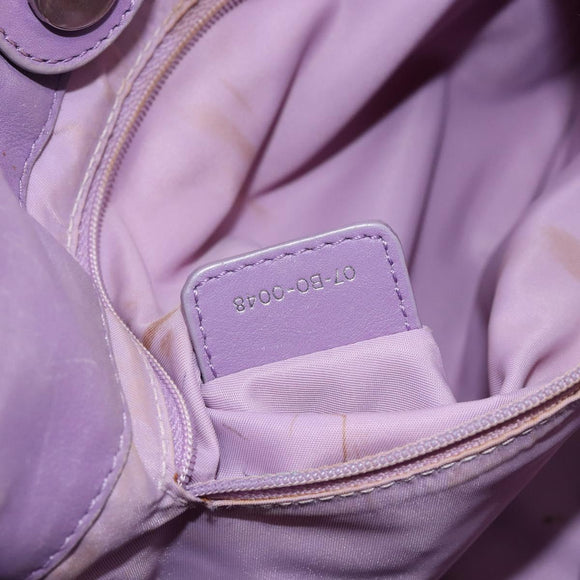 Christian Dior Canage Hand Bag Nylon Leather Purple Silver Auth ep11484