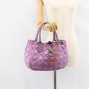 Christian Dior Canage Hand Bag Nylon Leather Purple Silver Auth ep11484-23