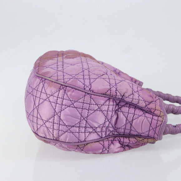 Christian Dior Canage Hand Bag Nylon Leather Purple Silver Auth ep11484