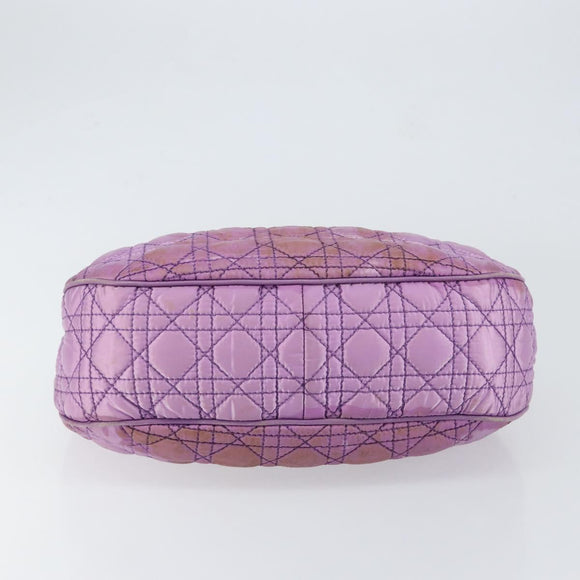 Christian Dior Canage Hand Bag Nylon Leather Purple Silver Auth ep11484