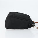 GUCCI Bamboo Hand Bag Nylon Leather Black Silver 000 2404 0509 Auth ep11486-4