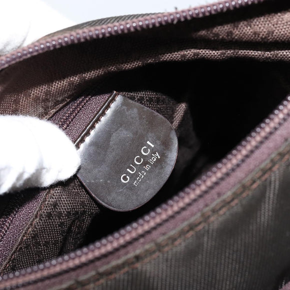 GUCCI Bamboo Hand Bag Nylon 2way Brown Silver 000 2404 0509 Auth ep11487