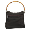 GUCCI Bamboo Hand Bag Nylon 2way Brown Silver 000 2404 0509 Auth ep11487-13