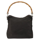 GUCCI Bamboo Hand Bag Nylon 2way Brown Silver 000 2404 0509 Auth ep11487-2