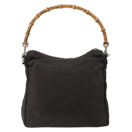 GUCCI Bamboo Hand Bag Nylon 2way Brown Silver 000 2404 0509 Auth ep11487 - 0
