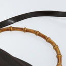 GUCCI Bamboo Hand Bag Nylon 2way Brown Silver 000 2404 0509 Auth ep11487-14