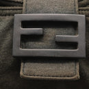 FENDI Mamma Baguette Shoulder Bag cotton Gray Auth ep11488-14