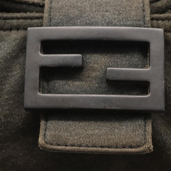 FENDI Mamma Baguette Shoulder Bag cotton Gray Auth ep11488