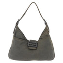 FENDI Mamma Baguette Shoulder Bag cotton Gray Auth ep11488-2