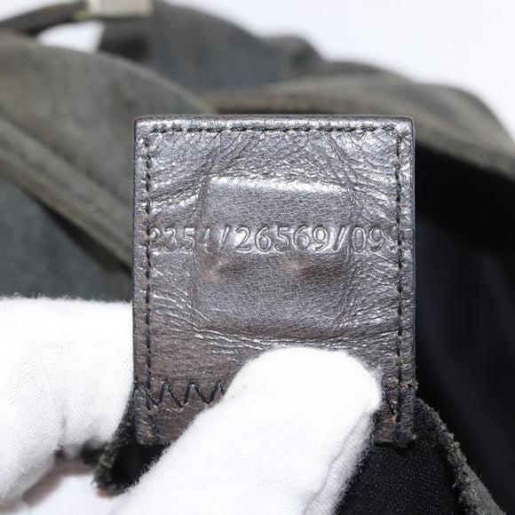 FENDI Mamma Baguette Shoulder Bag cotton Gray Auth ep11488