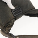 FENDI Mamma Baguette Shoulder Bag cotton Gray Auth ep11488-6