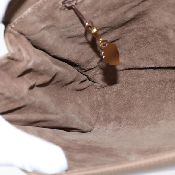 GUCCI Shoulder Bag Leather Beige Gold Auth ep11490