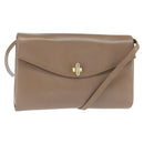 GUCCI Shoulder Bag Leather Beige Gold Auth ep11490-1