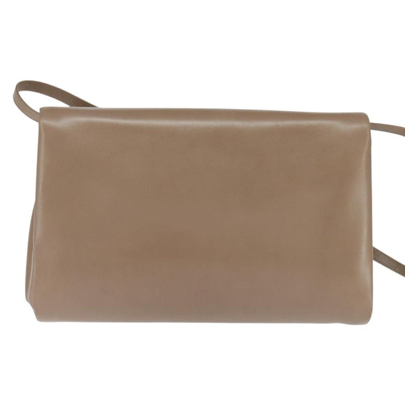 GUCCI Shoulder Bag Leather Beige Gold Auth ep11490