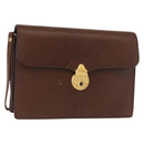 BURBERRY Clutch Bag Leather Brown Gold Auth ep11492-1