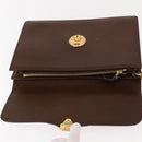 BURBERRY Clutch Bag Leather Brown Gold Auth ep11492-15