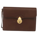 BURBERRY Clutch Bag Leather Brown Gold Auth ep11492-2