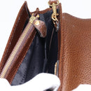 BURBERRY Clutch Bag Leather Brown Gold Auth ep11492-20