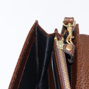 BURBERRY Clutch Bag Leather Brown Gold Auth ep11492-22