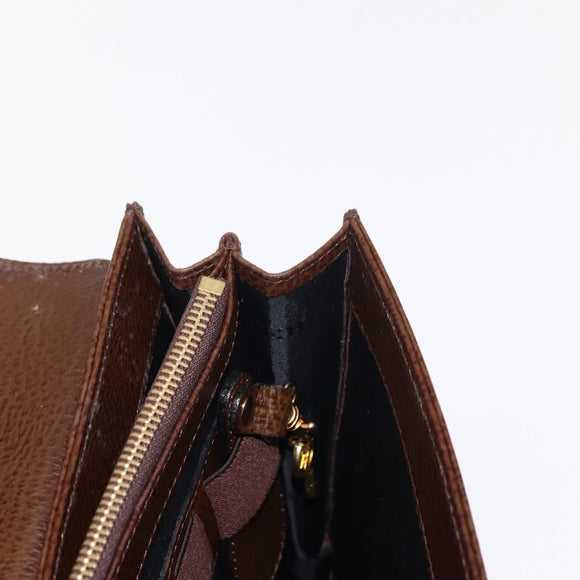 BURBERRY Clutch Bag Leather Brown Gold Auth ep11492