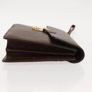 BURBERRY Clutch Bag Leather Brown Gold Auth ep11492-4