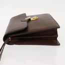 BURBERRY Clutch Bag Leather Brown Gold Auth ep11492-5