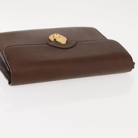 BURBERRY Clutch Bag Leather Brown Gold Auth ep11492