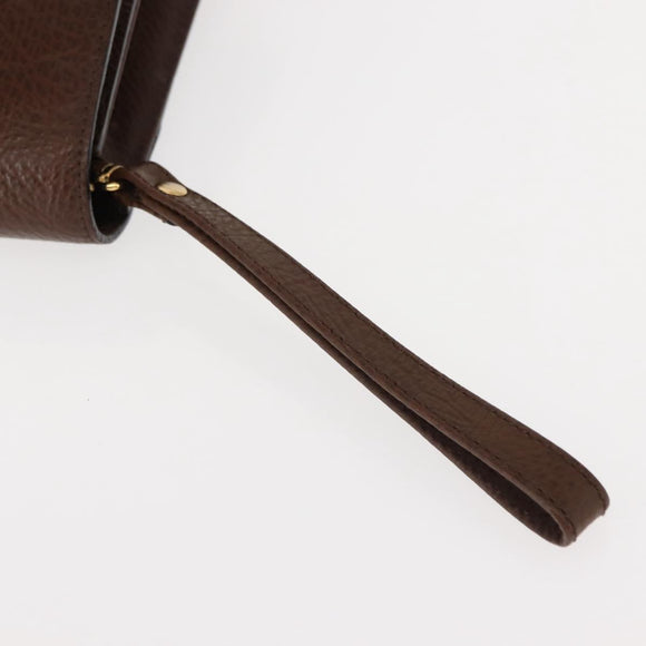BURBERRY Clutch Bag Leather Brown Gold Auth ep11492