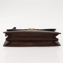 BURBERRY Clutch Bag Leather Brown Gold Auth ep11492-8