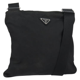 PRADA Shoulder Bag Nylon Black Silver Auth ep11496