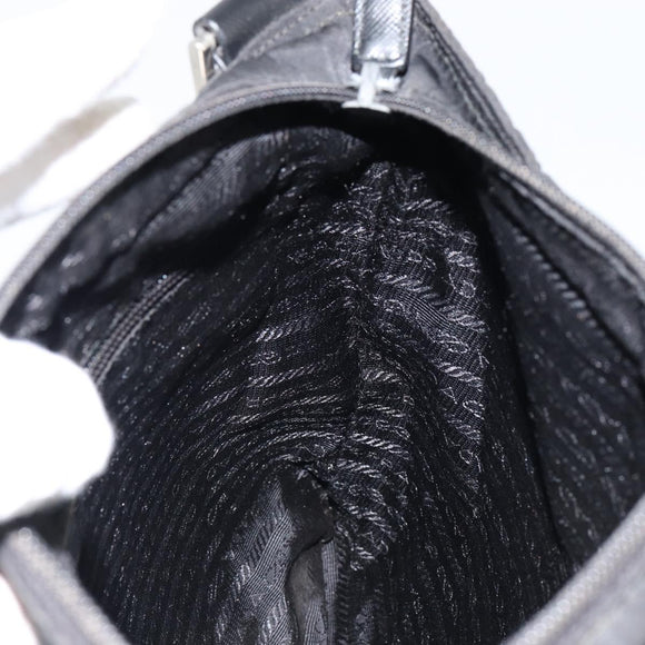 PRADA Shoulder Bag Nylon Black Silver Auth ep11496